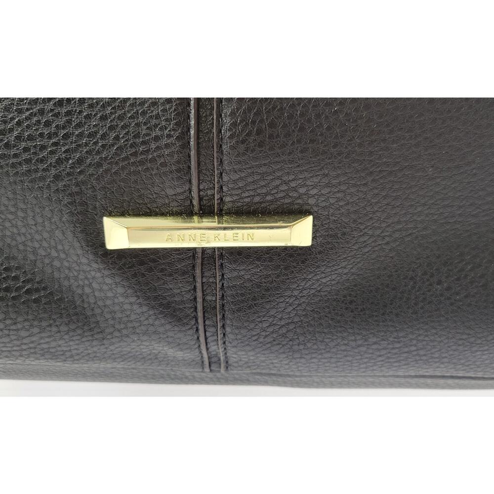 *Z1) Anne Klein Black Faux Pebble Leather Shoulder Tote Hand Bag Purse - Picture 5 of 16